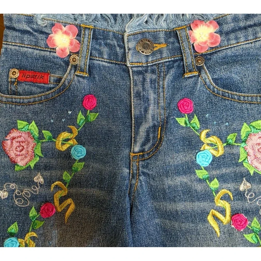 Lipstik Jeans & Denim Moto Jacket Set Size 5 Light Wash Floral Boutique Samples